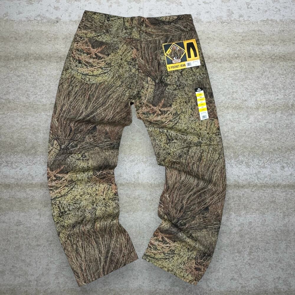 Vintage 90s Mossy Oak Jeans 34x32 Baggy Wide Leg Hunting Camo Woodland NWT